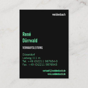 Tarjeta De Visita Tipografía moderna sobre negro