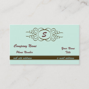 Tarjeta De Visita Tipografía monográfica Verde azulada y marrón