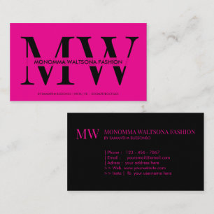 Tarjeta De Visita Tipografía monograma de nombre con letra rosa chic