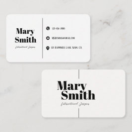 Tarjeta De Visita Tipografía Negra Blanca Personalizable Minimalista