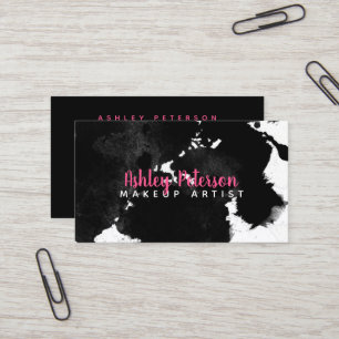 Tarjeta De Visita tipografía negra del maquillaje de los brushtrokes