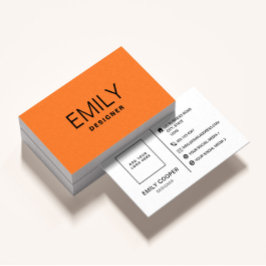 Tarjeta De Visita Tipografía negra moderna | NARANJA