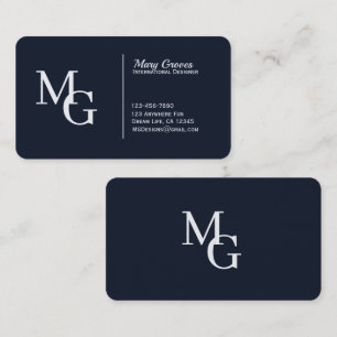 Tarjeta De Visita Tipografía personalizable rica en azul marino y bl