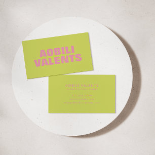 Tarjeta De Visita Tipografía Retro Colorida y Negrita Rosa Chartreus