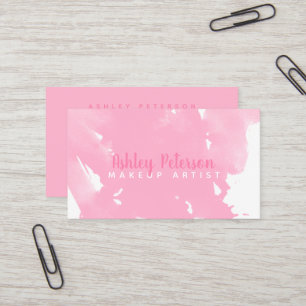Tarjeta De Visita Tipografía rosada del maquillaje de los