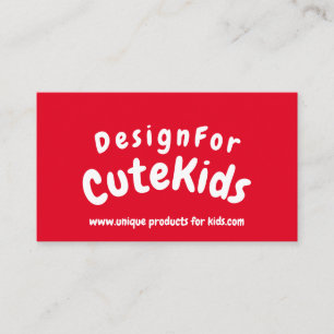 Tarjeta De Visita Tipografía Simple Roja Niños Juegan