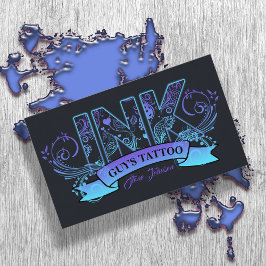 Tarjeta De Visita Tipografía Tatuaje Tatuaje Tatutto Lavender/Aqua I