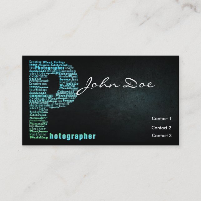 Tarjeta de visita tipográfica de la fotografía (Anverso)