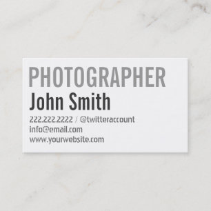 Tarjeta de visita tipográfica simple del fotógrafo