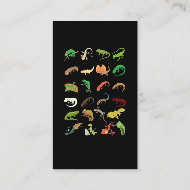 Tarjeta De Visita Tipos Reptiles Cute Gecko Lizard (Anverso)