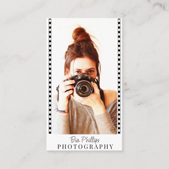 Tarjeta De Visita Tira de película fotografía y logotipo (Anverso)
