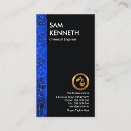 Tarjeta De Visita Tira de polígono azul Damasco gris simple químico