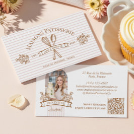 Tarjeta De Visita Tira Floral Batidor Cuchara Pastelería Diseñador d
