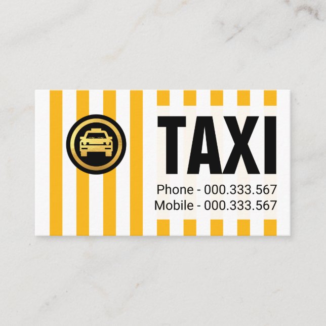 Tarjeta De Visita Tiras Amarillas Taxi Cab Driver (Anverso)
