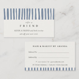 Tarjeta De Visita Tiras de Acuarela Azul Polvoriento Boho Referir un