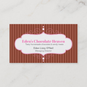 Tarjeta De Visita Tiras de chocolate decorativas de color rosa blanc