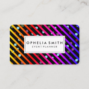 Tarjeta De Visita Tiras de Moda festiva y textura de puntos