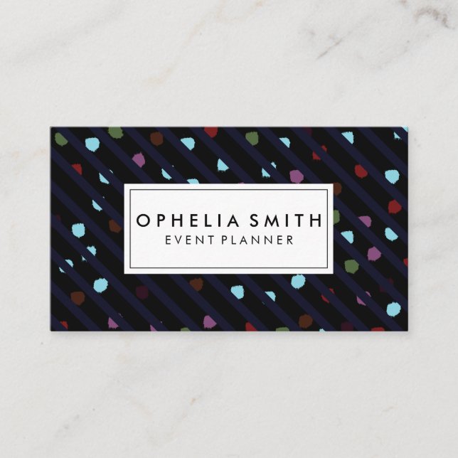 Tarjeta De Visita Tiras de moda y textura de puntos (Anverso)