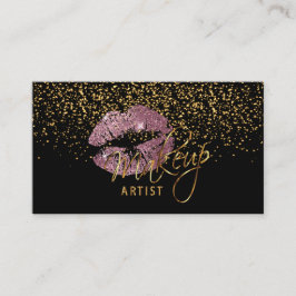 Tarjeta De Visita Tiras de oro y rosa rosadas - Maquillaje