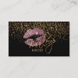 Tarjeta De Visita Tiras de oro y rosa rosadas - Maquillaje