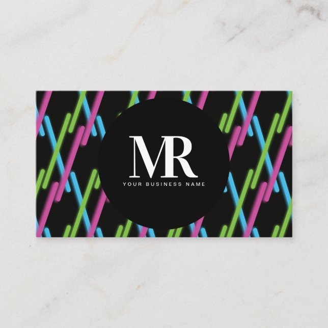 Tarjeta De Visita Tiras Ligeras Neon Lighting Business Branding (Anverso)