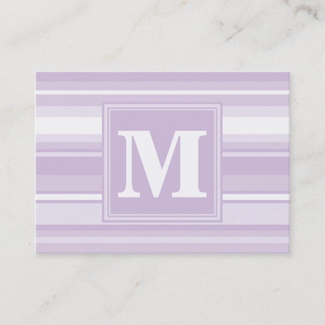 Tarjeta De Visita Tiras moradas monogramo (Anverso)