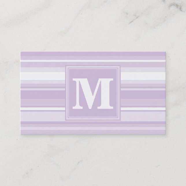 Tarjeta De Visita Tiras moradas monogramo (Anverso)