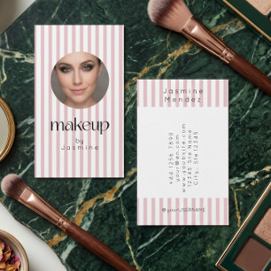 Tarjeta De Visita Tiras Rosa Rubor Elegante Artista de Maquillaje Fo