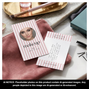 Tarjeta De Visita Tiras Rosa Rubor Elegante Artista de Maquillaje Fo