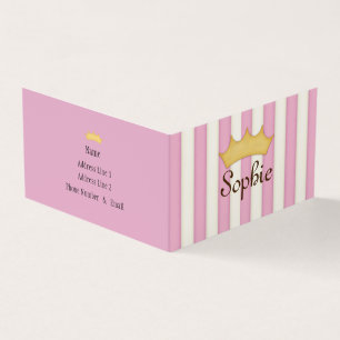 Tarjeta De Visita Tiras rosadas cita social personalizada de princes