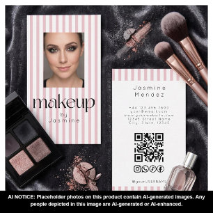 Tarjeta De Visita Tiras verticales rosa sonrosado Foto elegante MUA