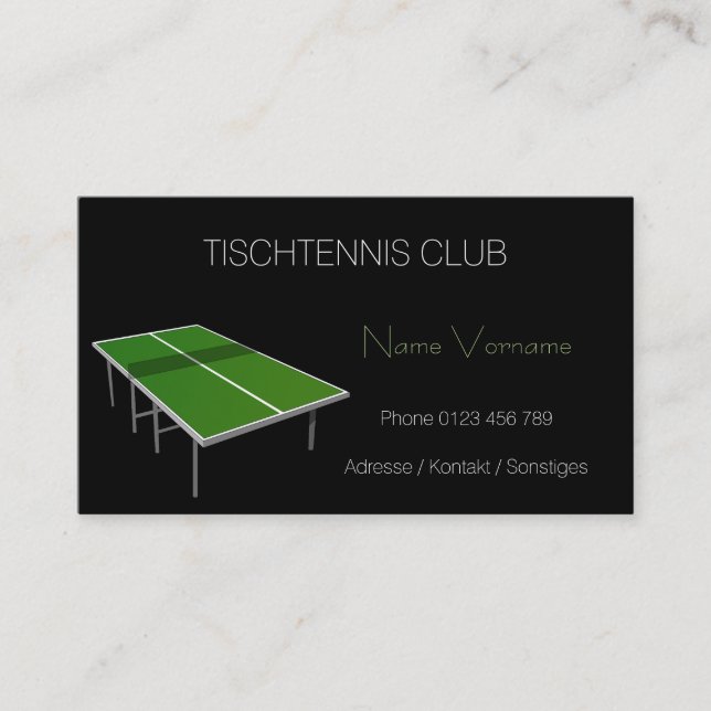Tarjeta De Visita tischtennis (Anverso)