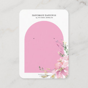 Tarjeta De Visita Titular de exhibición de aretes florales rosados T