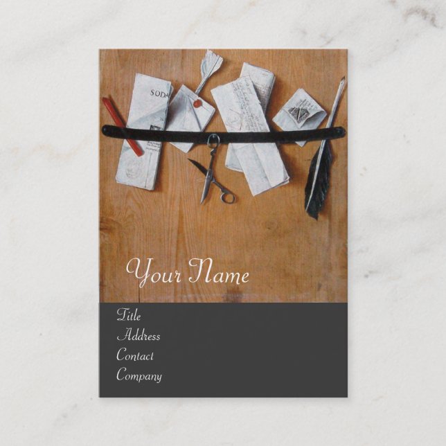 Tarjeta De Visita TITULAR DE LA CARTA EN MONOGRAMA DE MADERA, blanco (Anverso)