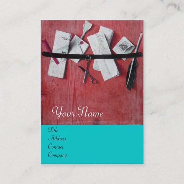 Tarjeta De Visita TITULAR DE LA CARTA EN MONOGRAMA DE MADERA, turque (Anverso)