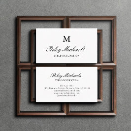 Tarjeta De Visita Título de monograma elegante negro simple