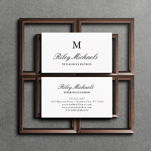 Tarjeta De Visita Título de monograma elegante negro simple