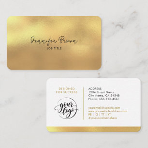 Tarjeta De Visita Título de trabajo de negocio metálico dorado Chic
