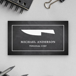 Tarjeta De Visita Tiza Negra Cuchillo de Cocina Blanco Chef Personal
