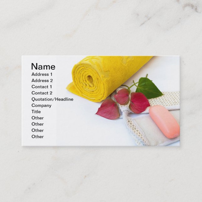 Tarjeta De Visita Toalla y jabón amarillo (Anverso)
