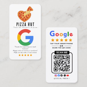 Tarjeta De Visita Toca para revisar el restaurante Google Pizza