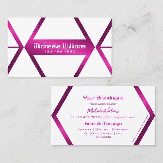 Tarjeta De Visita Tocador de ojos Sombreado geométrico blanco Pink S (Anverso / Reverso)