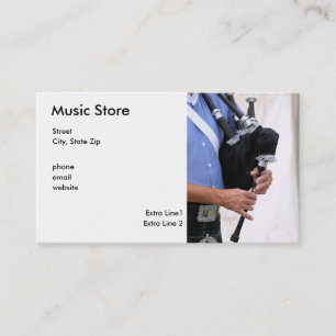 Tarjeta De Visita tocando la gaita, Music Store, calle, ciudad, Sta…