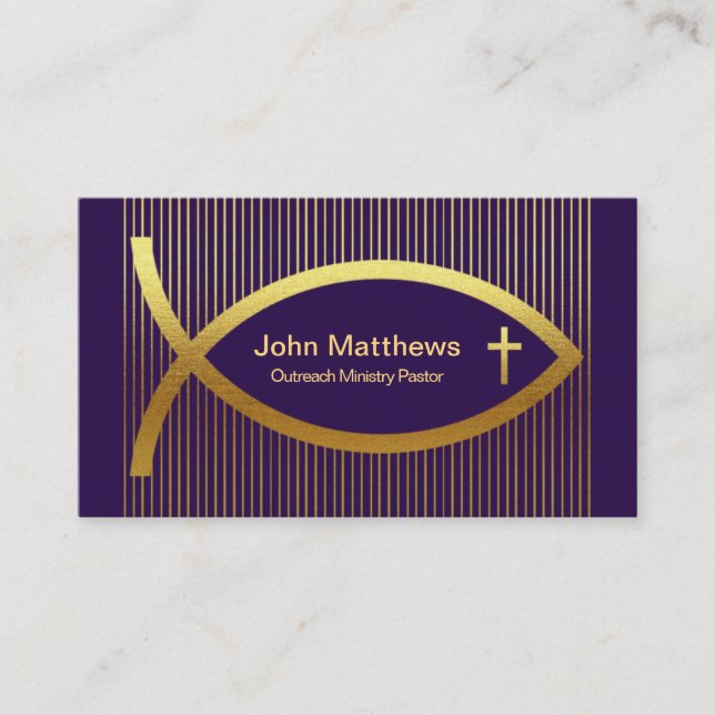 Tarjeta De Visita Tocando líneas de oro creativas Ichthus Ministerio (Anverso)
