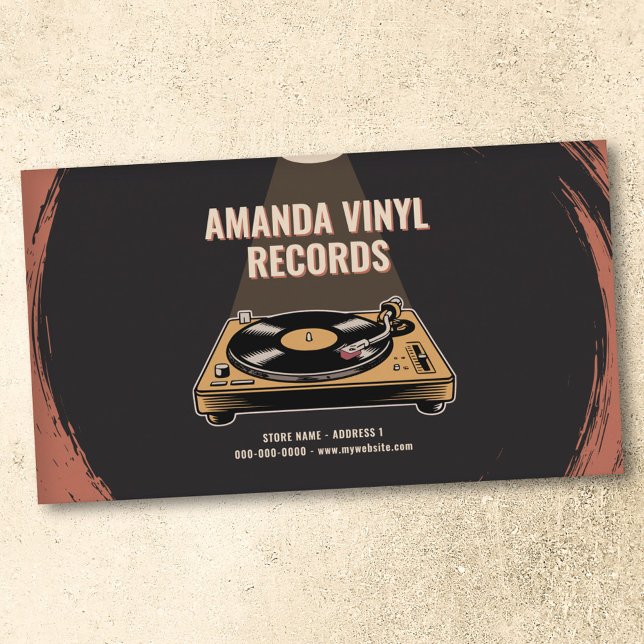 Tarjeta De Visita Tocar Discos de Vinilo Iluminado (Illuminated Vinyl Record Turntable Business Card)