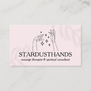 Tarjeta De Visita Toco Mágico: Manos Modernas Rosadas con Estrellas