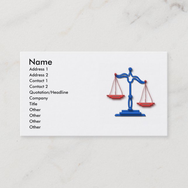 Tarjeta De Visita Todas las leyes estadounidenses (Anverso)