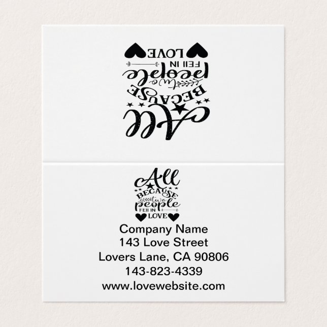 Tarjeta De Visita Todo Porque Dos Personas Se Enamoraron (Exterior desplegado)