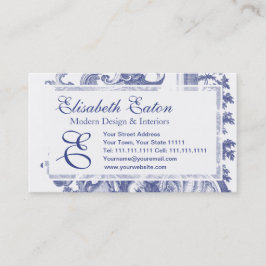 Tarjeta De Visita Toile barroco francés azul elegante
