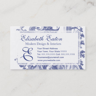 Tarjeta De Visita Toile barroco francés azul elegante
